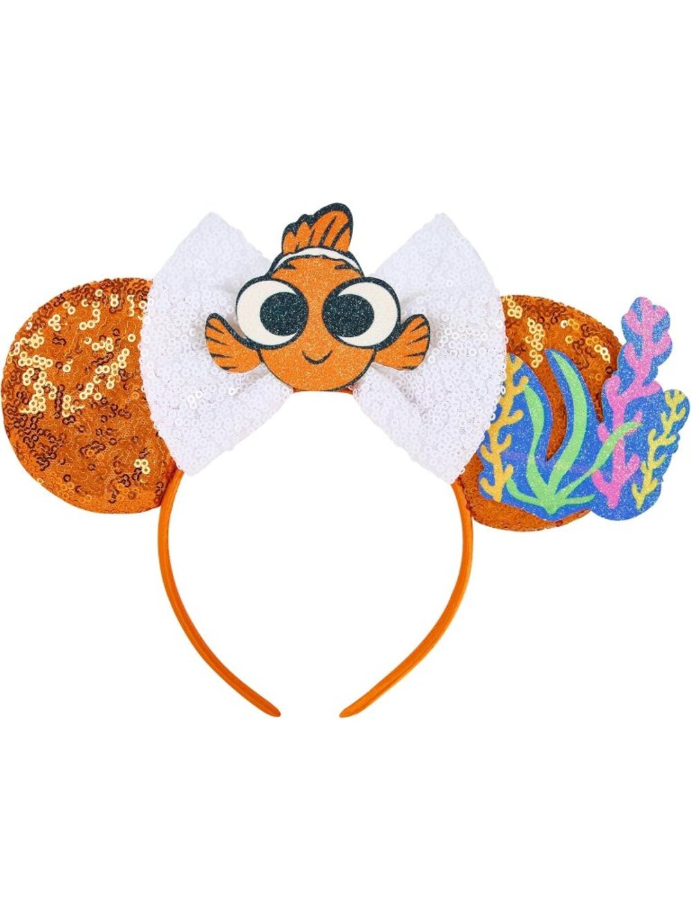 Women White Orange Cartoon Mickey Mouse Costume Headband For Cosplay